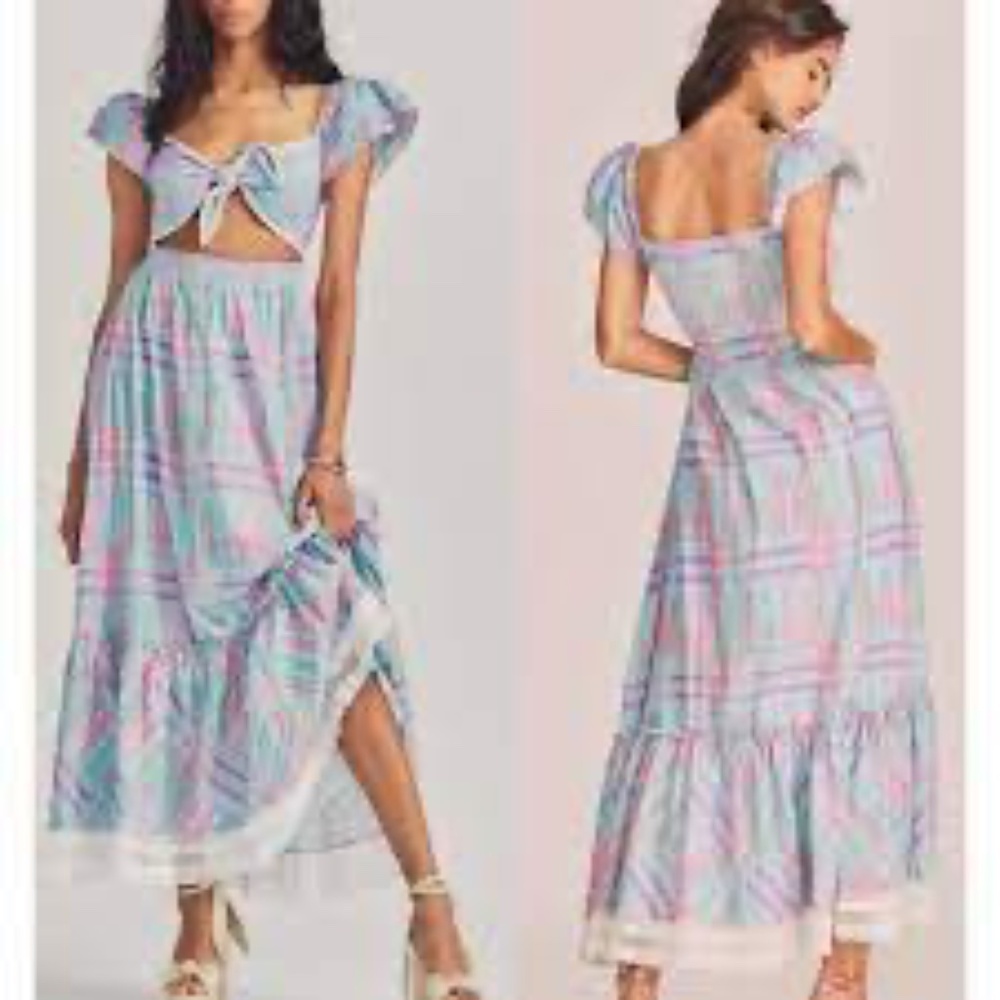 LoveShackFancy Emeka Cotton Tie Front Dress - Picture 7 of 7
